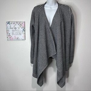 MERONA  Black White Striped Knit Cardigan Sweater Size L